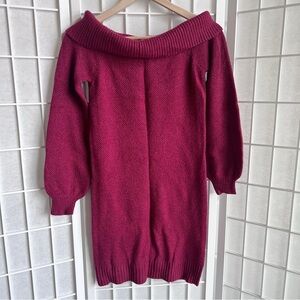 NWT American Eagle Maroon Red Knit Off the Shoulder Sweater Dress XS